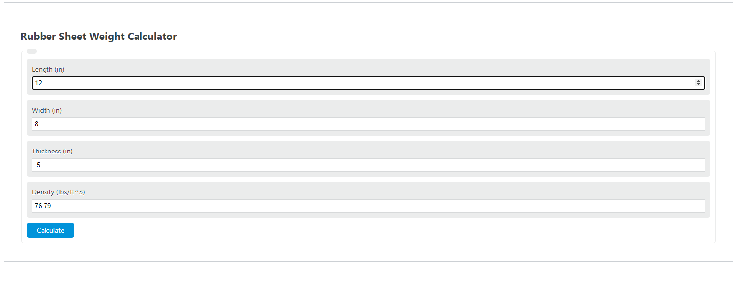 Rubber Sheet Weight Calculator Calculator Academy