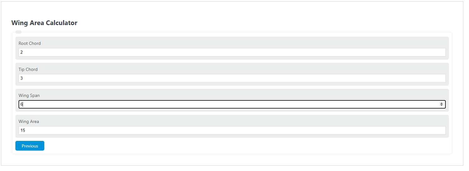 Wing Area Calculator Calculator Academy