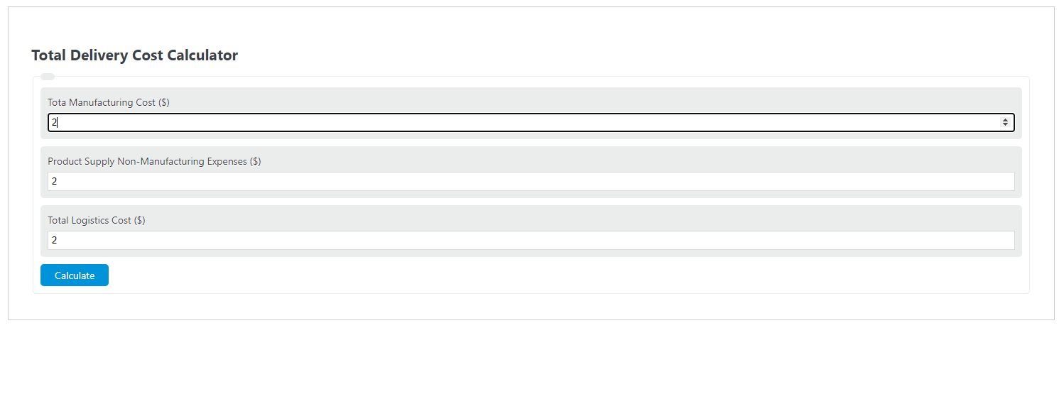 Total Delivery Cost Calculator Calculator Academy