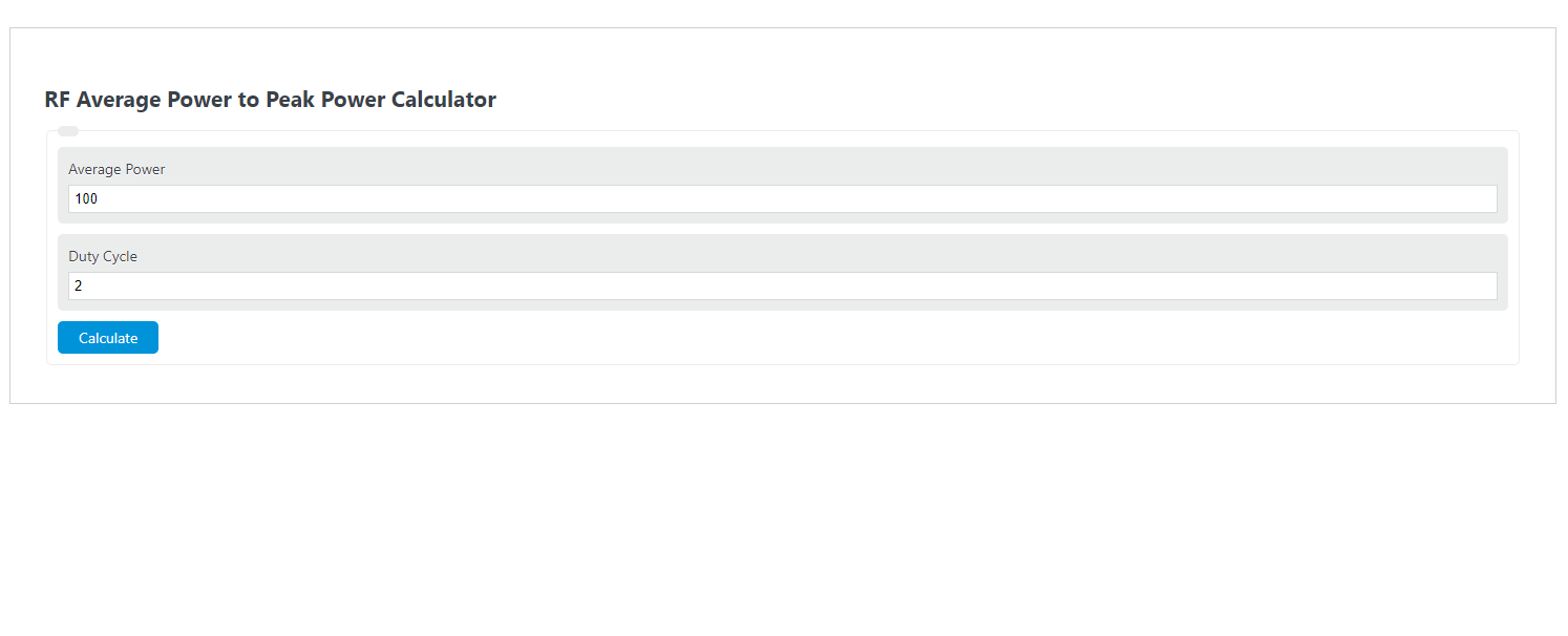 RF Average Power to Peak Power Calculator Calculator Academy