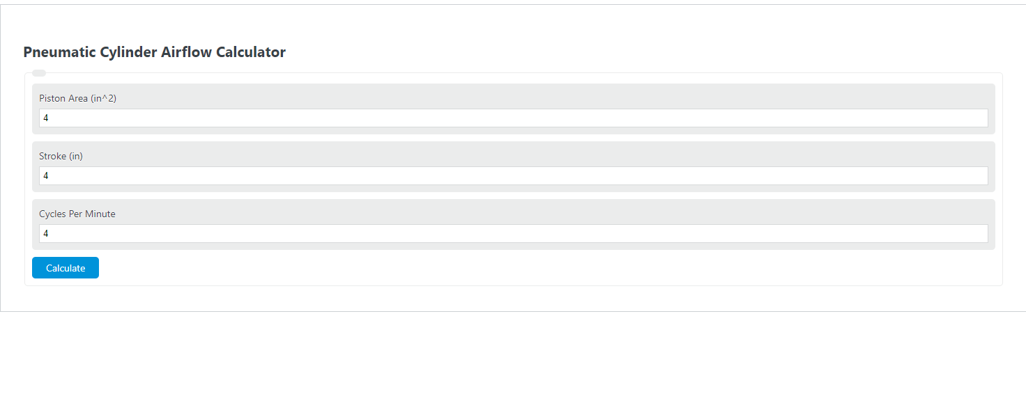 Pneumatic Cylinder Airflow Calculator Calculator Academy