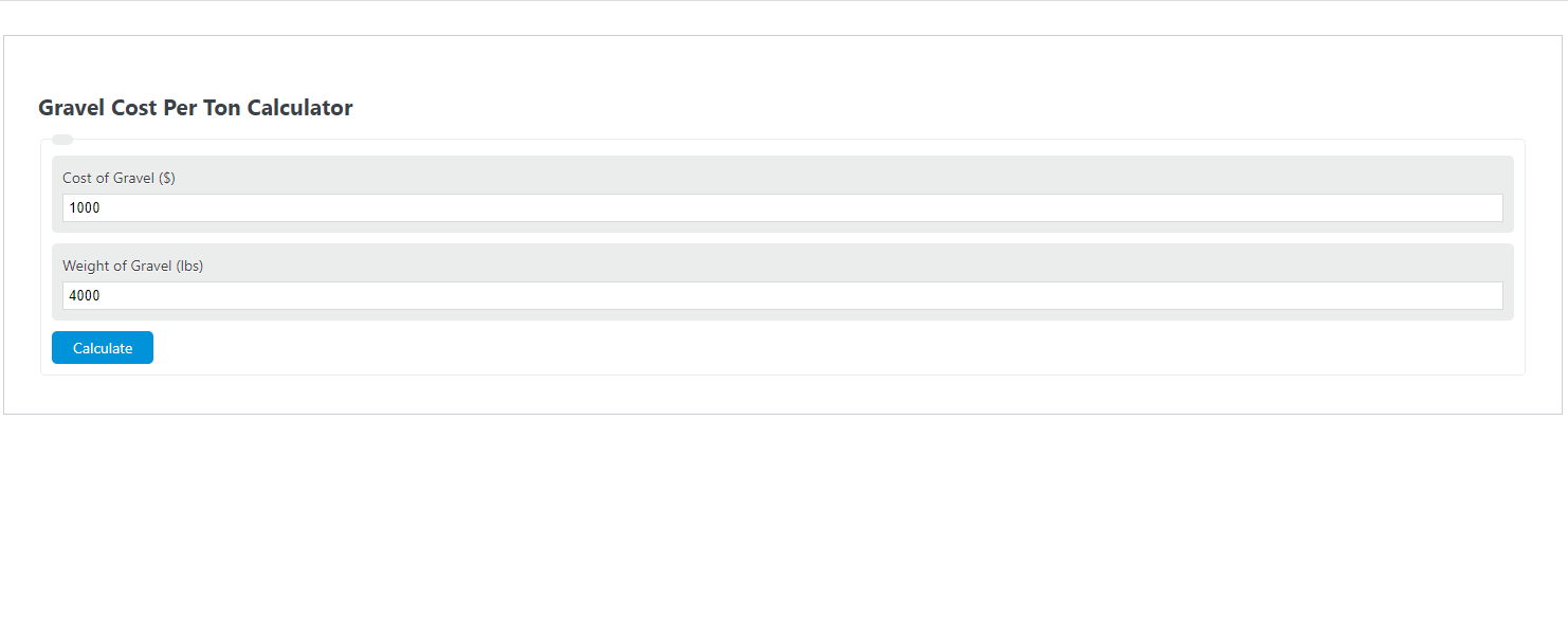 Gravel Cost Per Ton Calculator Calculator Academy