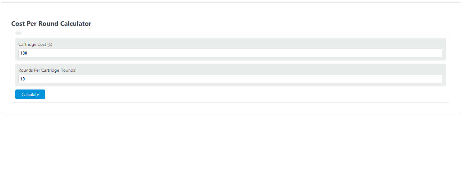 Cost Per Round Calculator Calculator Academy