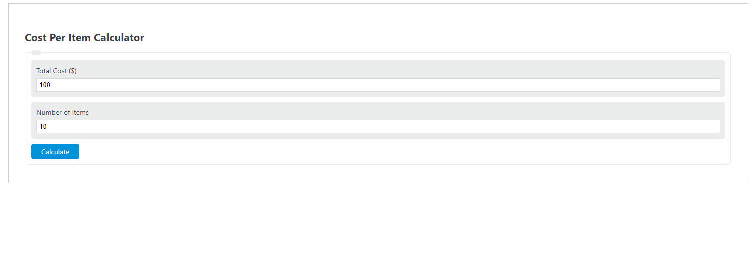 Cost Per Item Calculator Calculator Academy