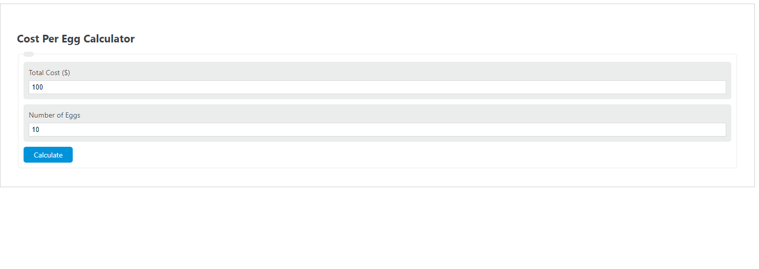 Cost Per Egg Calculator Calculator Academy