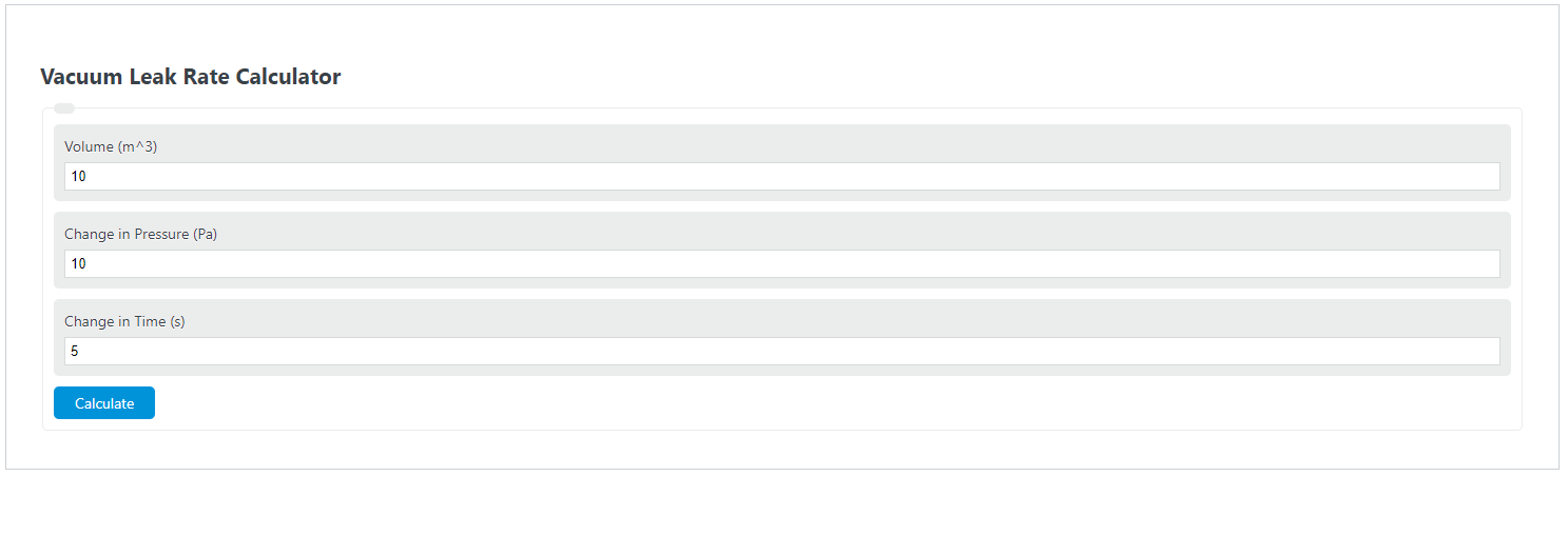 Vacuum Leak Rate Calculator Calculator Academy