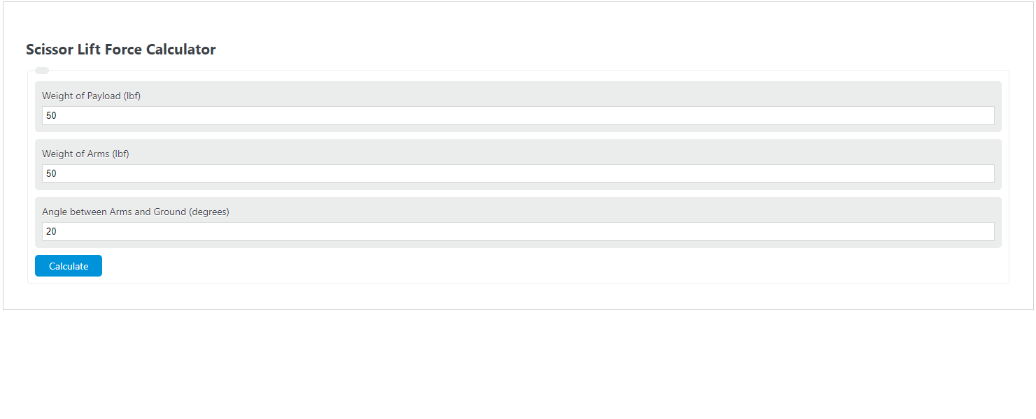 Scissor Lift Force Calculator Calculator Academy