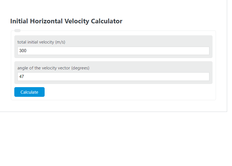 Initial Horizontal Velocity Calculator Calculator Academy
