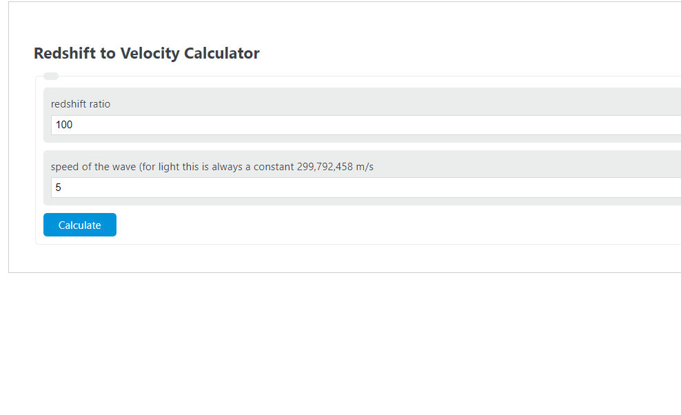 Redshift to Velocity Calculator Calculator Academy