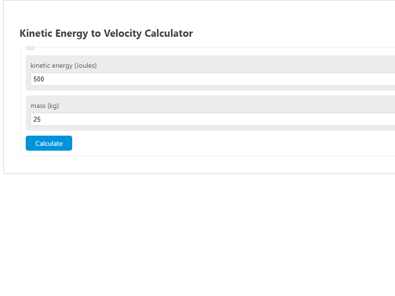Energy to Velocity Calculator Calculator Academy