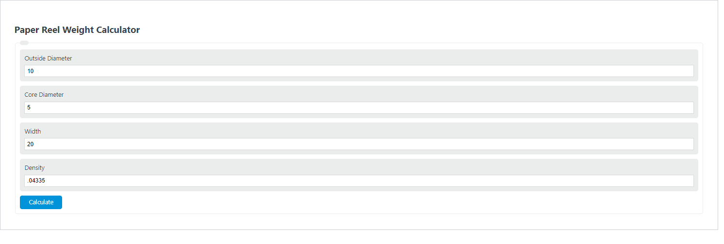 Paper Reel Weight Calculator Calculator Academy