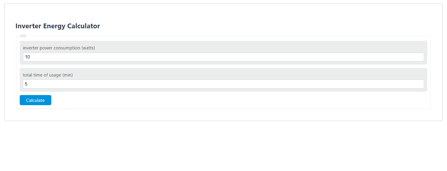 Inverter Energy Calculator Calculator Academy