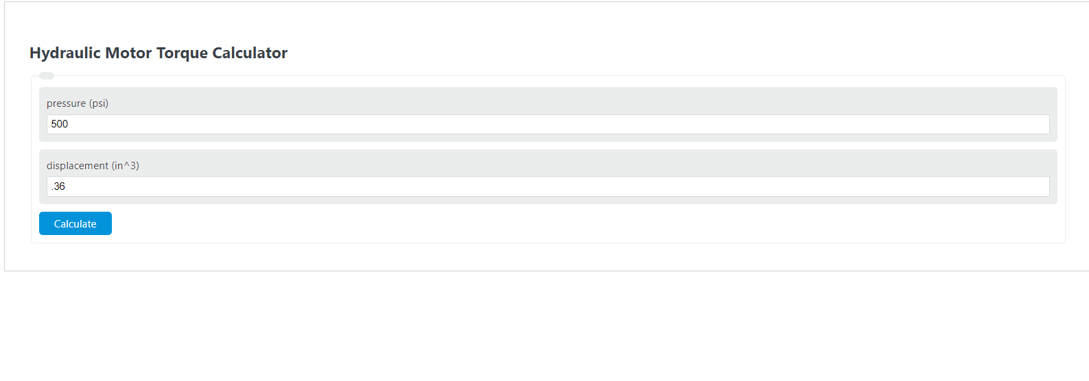 Hydraulic Motor Torque Calculator Calculator Academy
