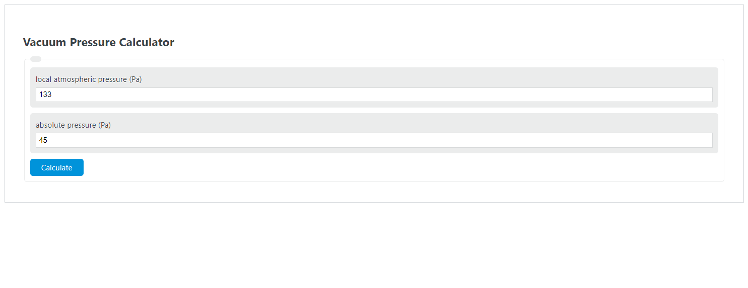 Vacuum Pressure Calculator Calculator Academy