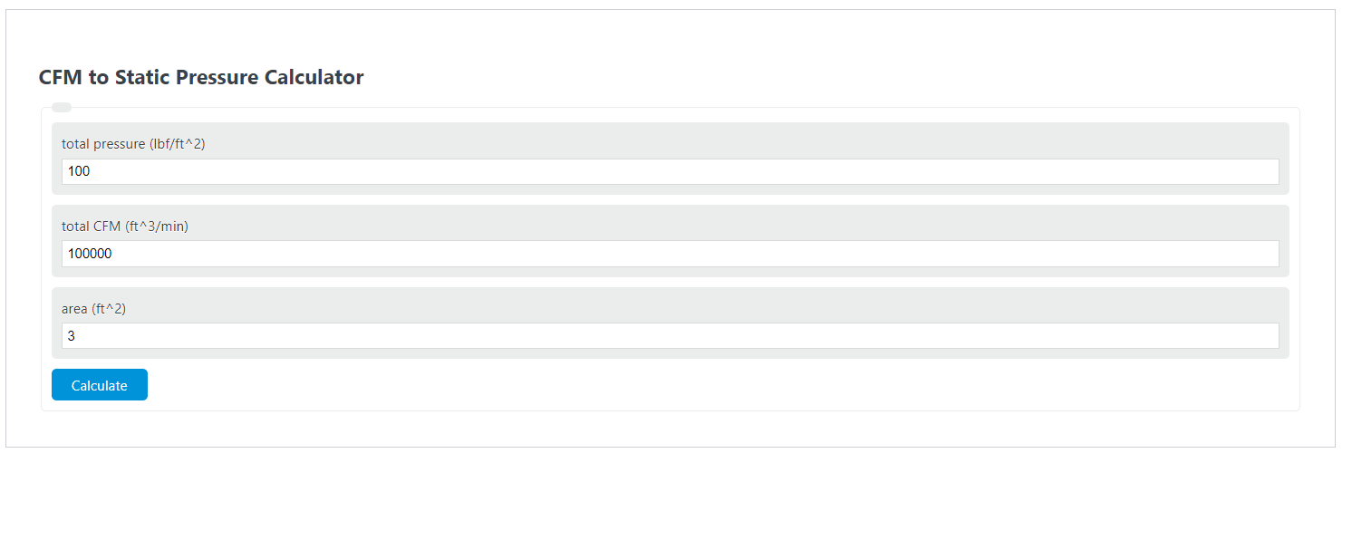 CFM to Static Pressure Calculator Calculator Academy