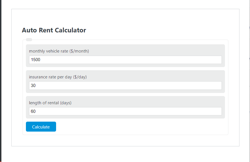 Auto Rent Calculator Calculator Academy