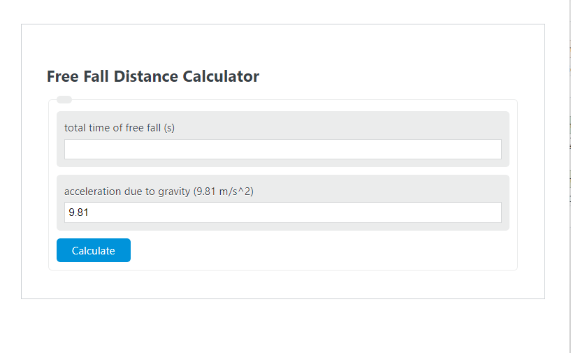 Free Fall Distance Calculator Calculator Academy