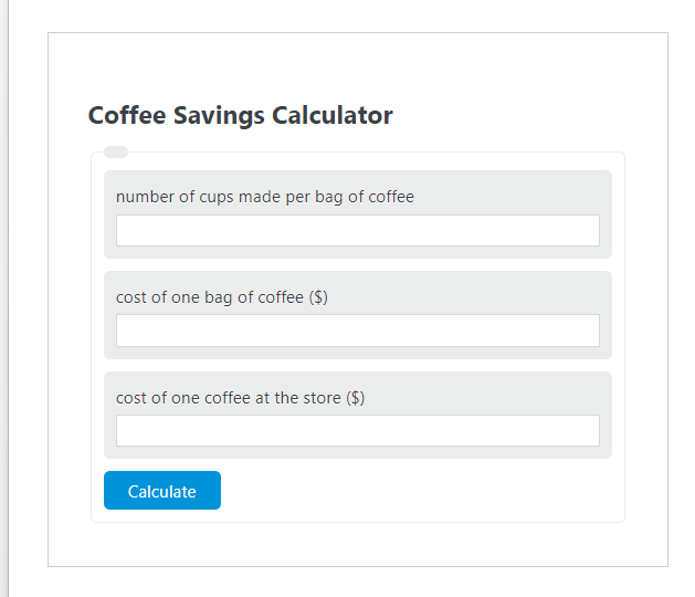 Coffee Savings Calculator Calculator Academy