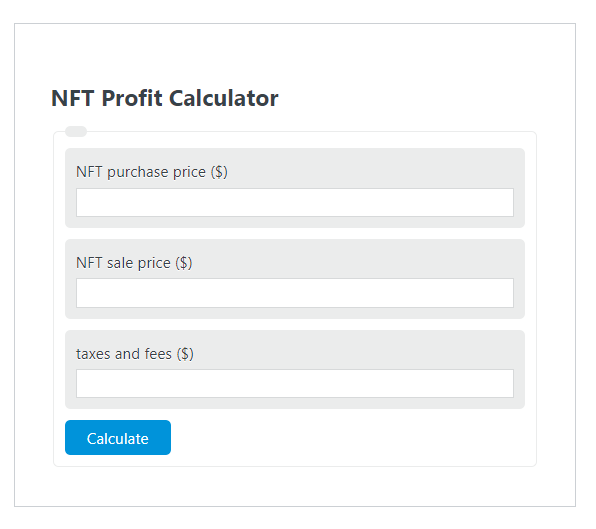 NFT Profit Calculator Calculator Academy