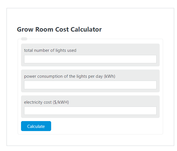 Grow Room Cost Calculator Calculator Academy