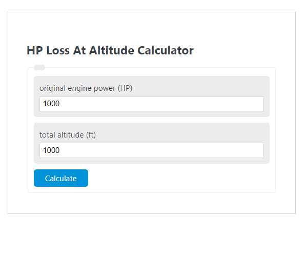 HP Loss At Altitude Calculator Calculator Academy
