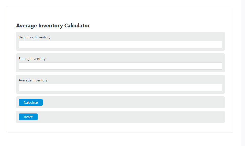 Average Inventory Calculator Calculator Academy