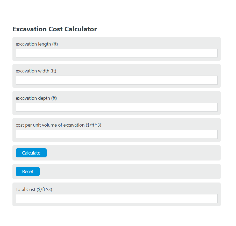 Excavation Cost Calculator Calculator Academy