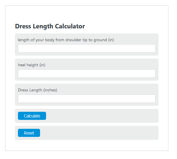 Dress Length Calculator Calculator Academy