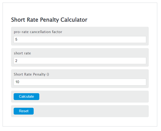 Short Rate Penalty Calculator Calculator Academy