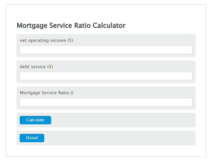 Mortgage Service Ratio Calculator Calculator Academy