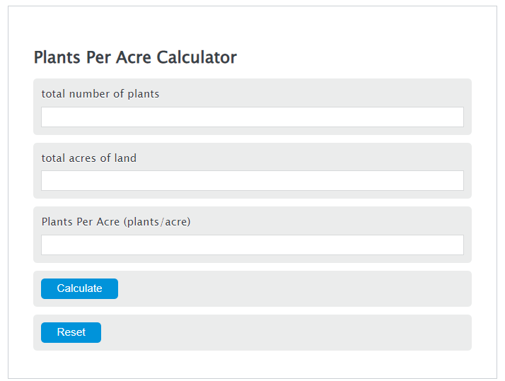 Plants Per Acre Calculator Calculator Academy