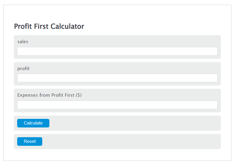 Profit First Calculator Calculator Academy