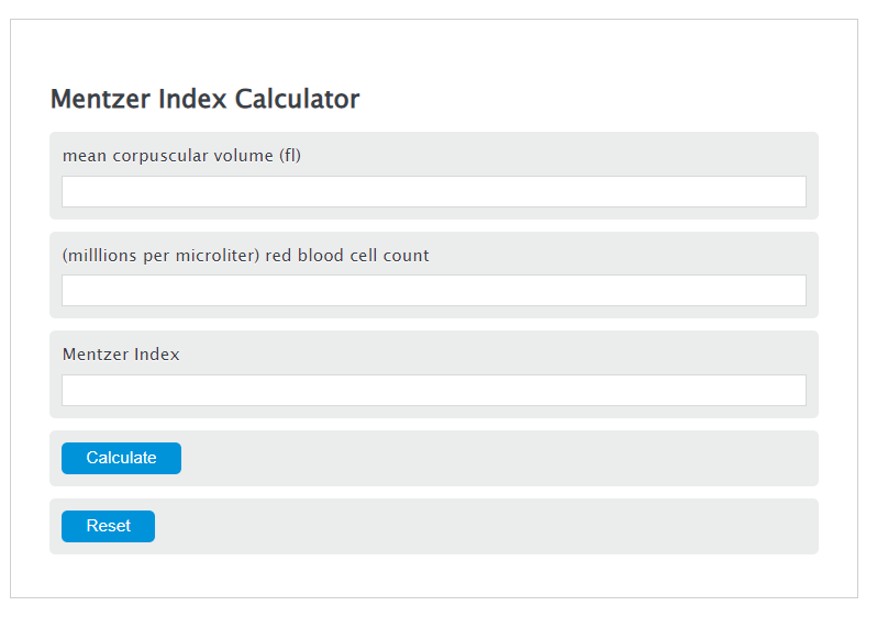 Mentzer Index Calculator Calculator Academy