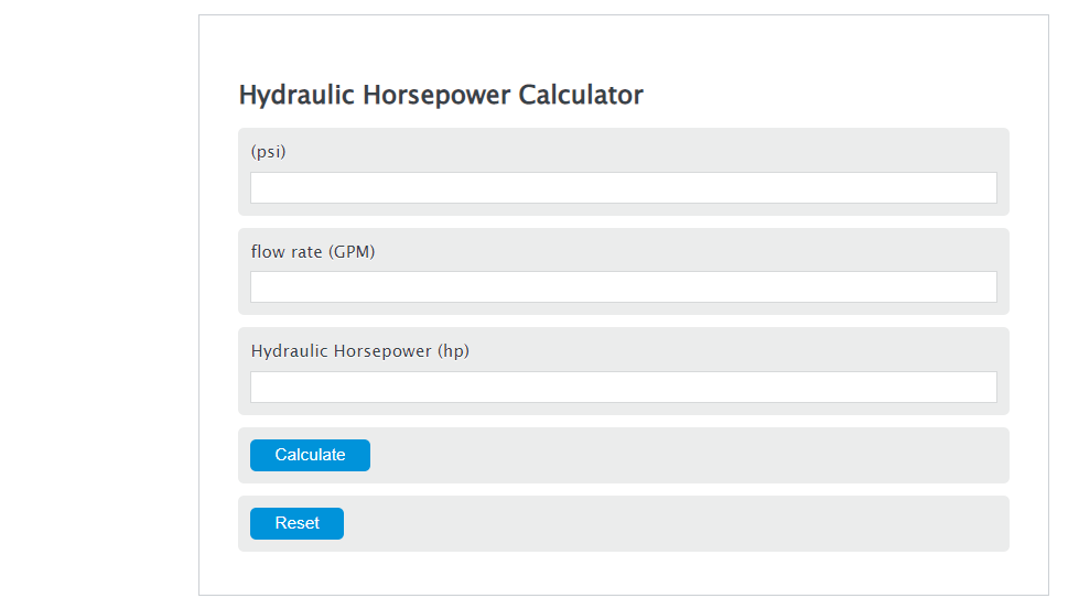 Hydraulic Horsepower Calculator Calculator Academy