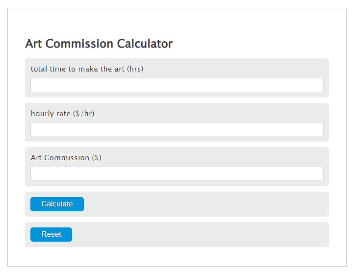 Art Commission Calculator Calculator Academy