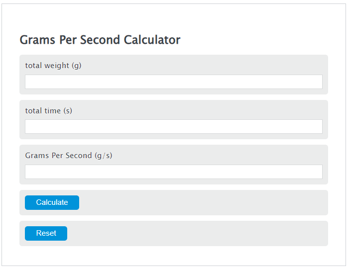Grams Per Second Calculator Calculator Academy