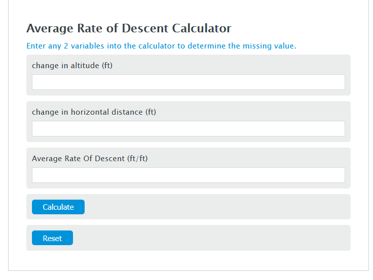 Average Rate of Descent Calculator Calculator Academy