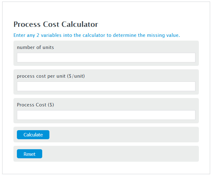 Process Cost Calculator Calculator Academy
