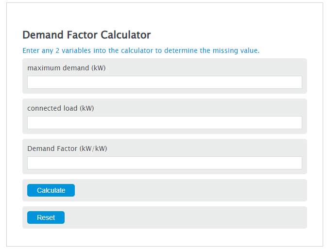 Demand Factor Calculator Calculator Academy