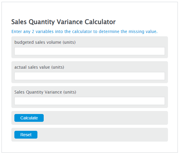 Sales Quantity Variance Calculator Calculator Academy