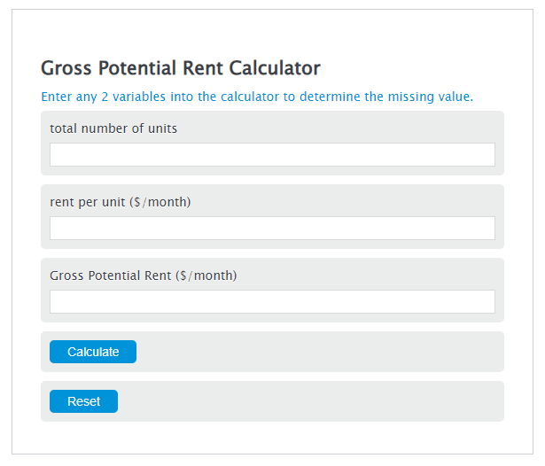 Gross Potential Rent Calculator Calculator Academy