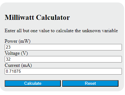 Milliwatt Calculator - Calculator Academy