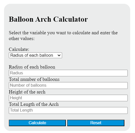 Balloon Arch Calculator Calculator Academy