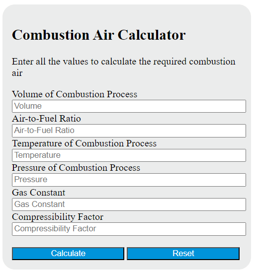 Combustion Air Calculator Calculator Academy