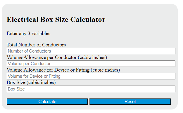 Electrical Box Size Calculator - Calculator Academy