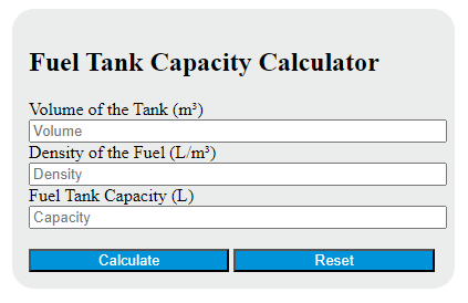 Fuel Tank Capacity Calculator - Calculator Academy