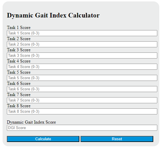 Dynamic Gait Index Calculator Calculator Academy