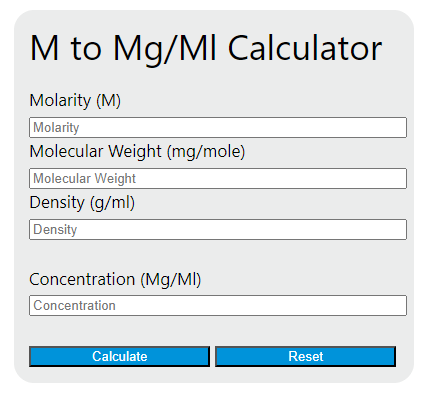 M To Mg/Ml Calculator - Calculator Academy