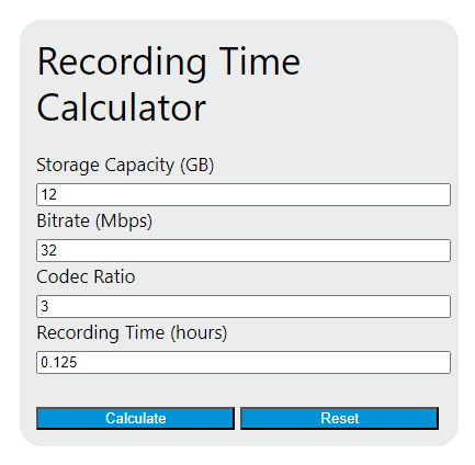 Recording Time Calculator - Calculator Academy