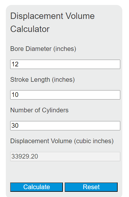 Displacement Volume Calculator - Calculator Academy